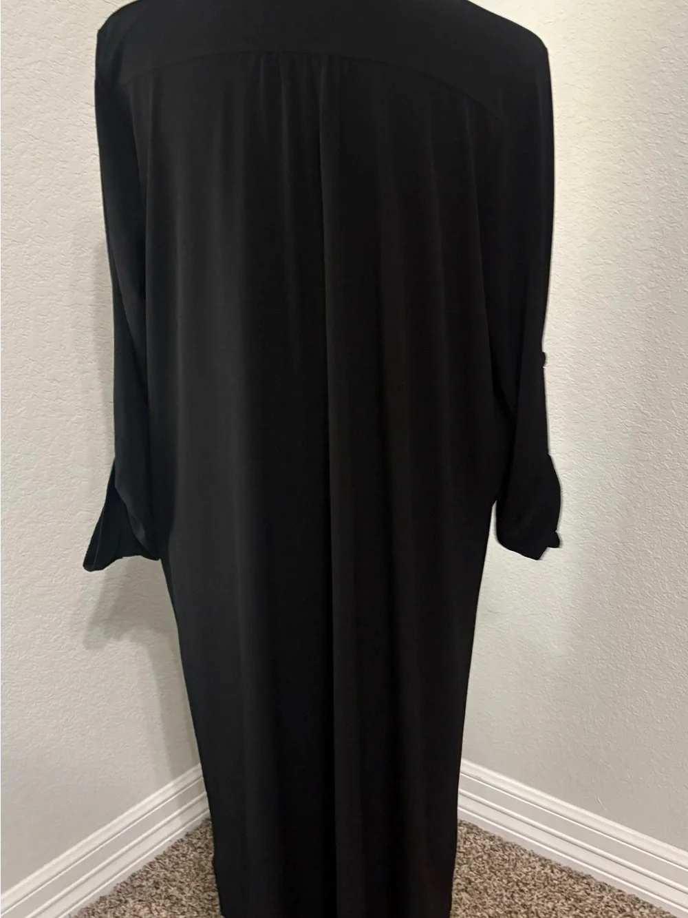 Michael Kors Black Utility Shirt Dress with Silver Accents